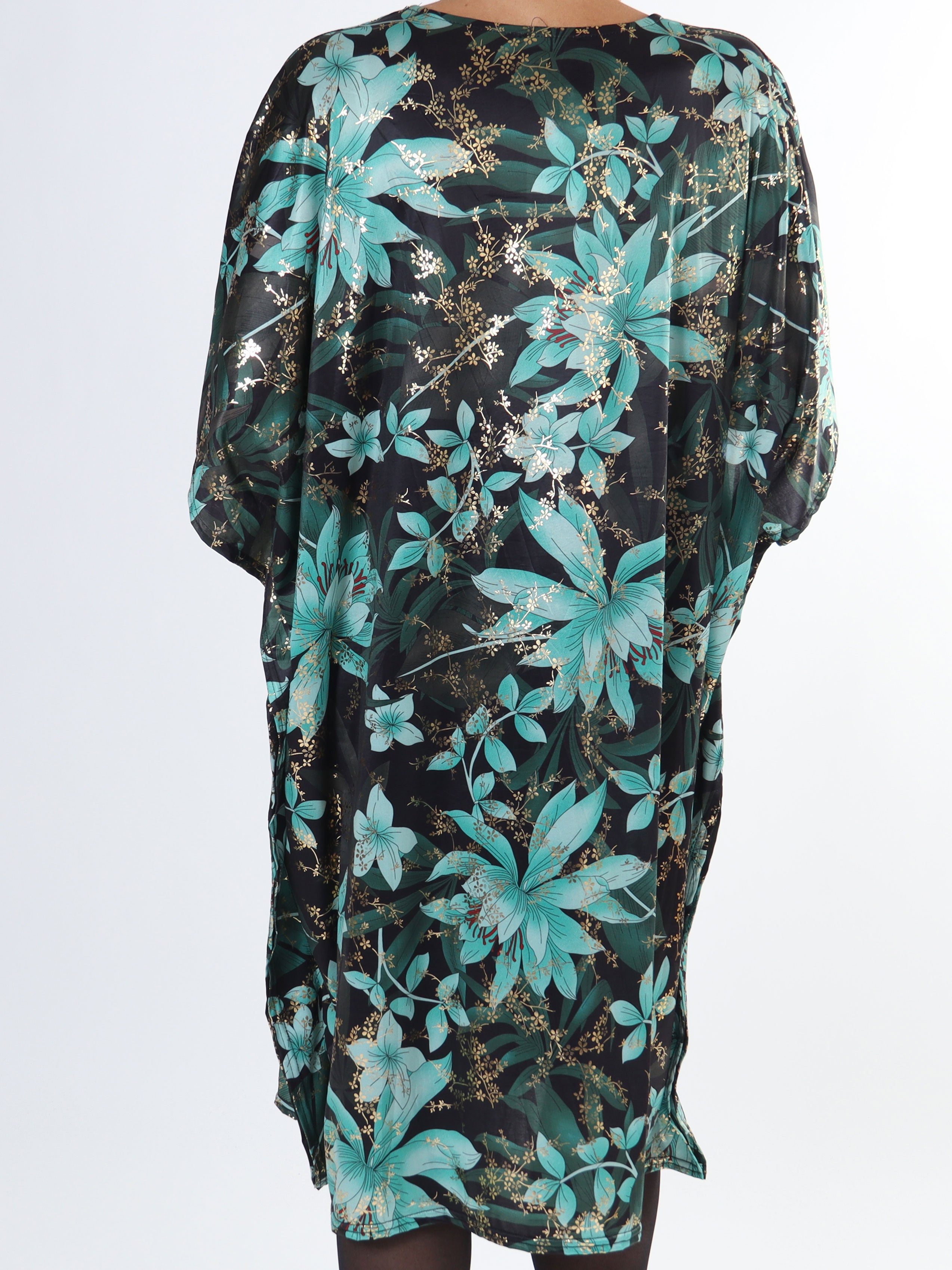 Azmina Flower - Plus size tunikakjole i løs pasform med blomsterprint